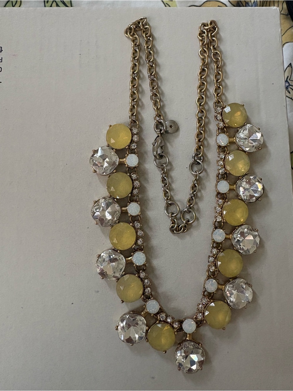 J. Crew Gold-Tone Bib Statement Necklace with Yellow and Clear Stones